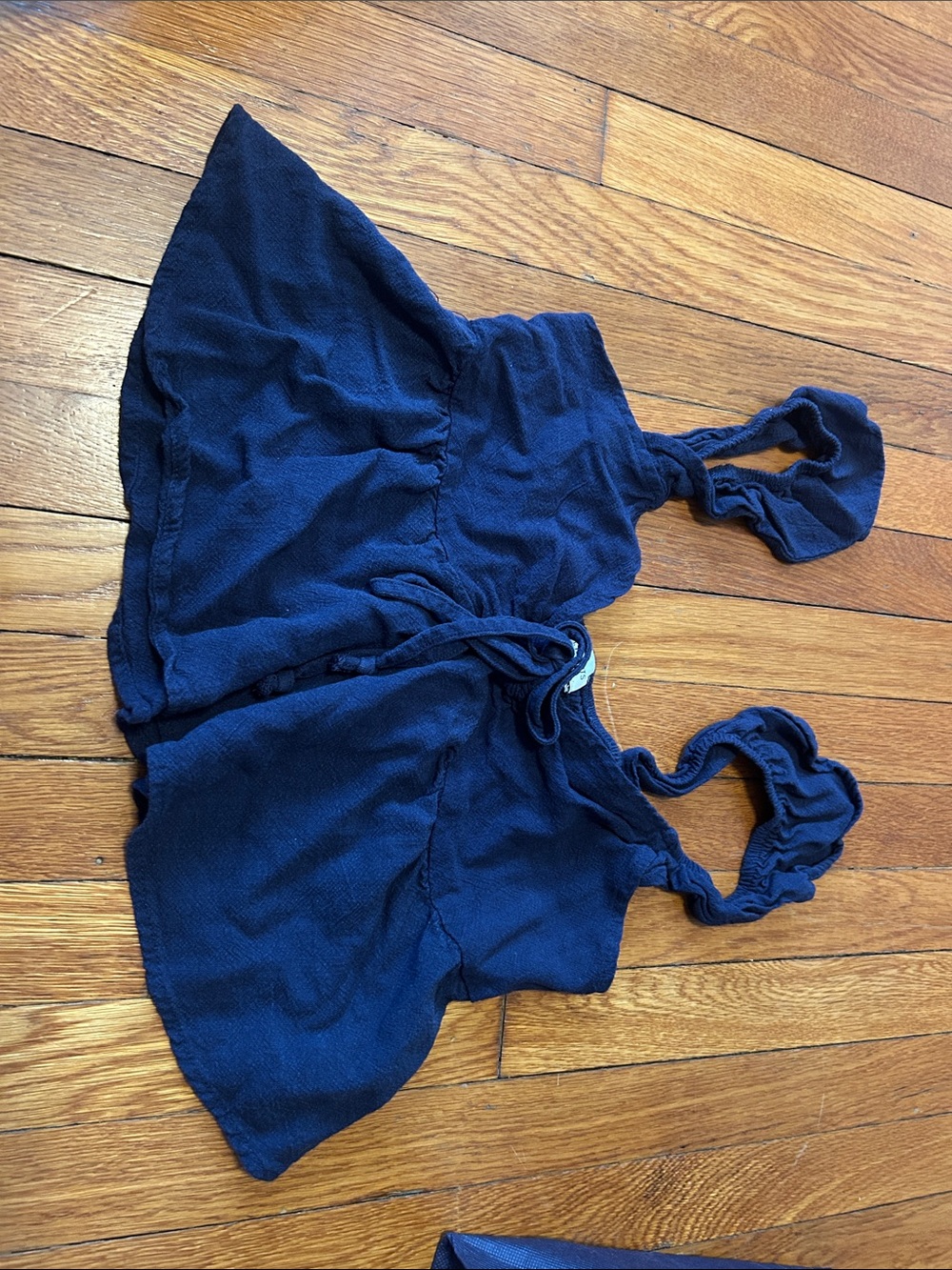La Hearts Navy Blue Key Hole babydoll style top